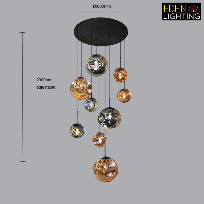 Auckland glass gold smoke chandelier size