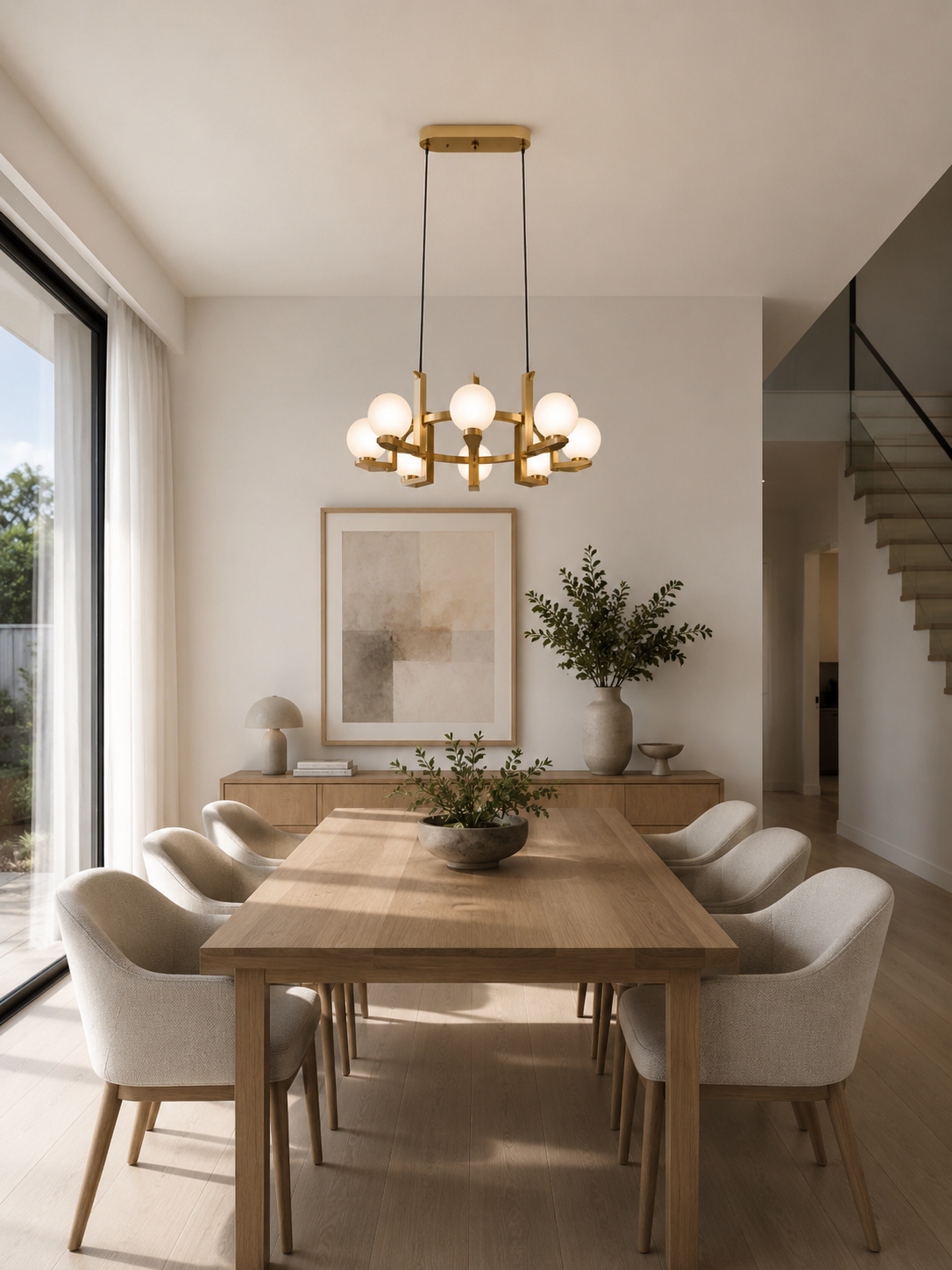 Modern brass globe pendant light 6126-8