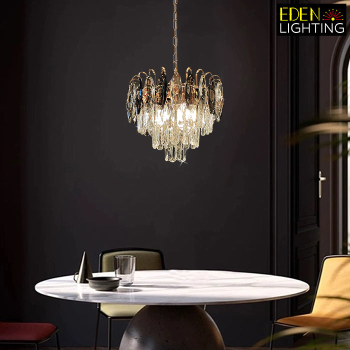 gold metal crystals pendant light for dining table indoor lighting shop NZ