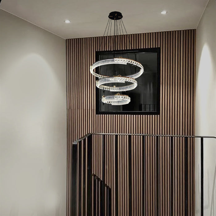 Chandelier pendant light in stairway indoor design lighting store NZ