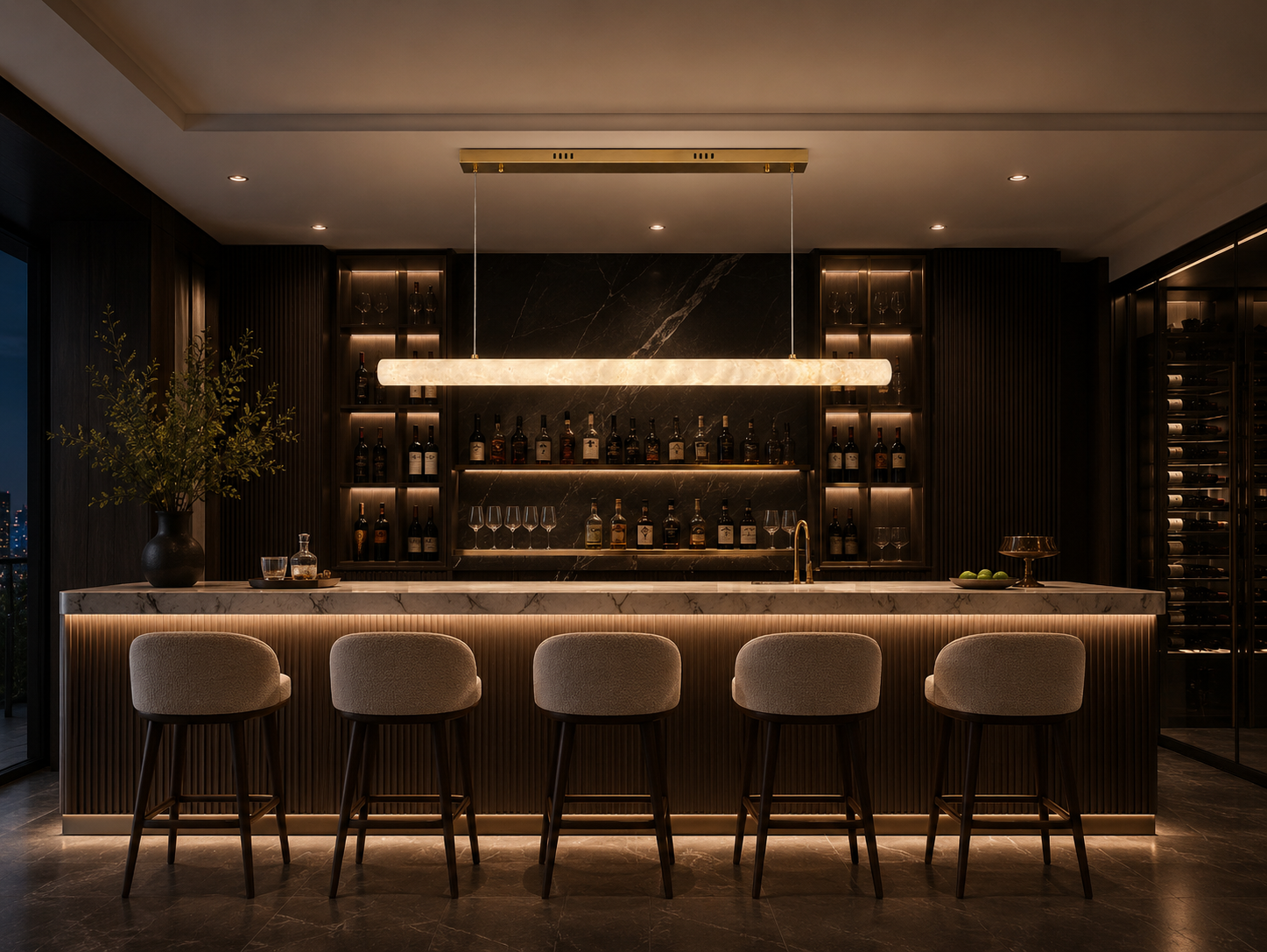 Faux Marble Linear LED Pendant Light 1800mm 5468-1.8