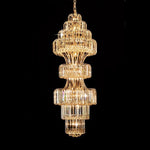 A luxurious gold chandelier with clear crystals, featuring a tiered design nz