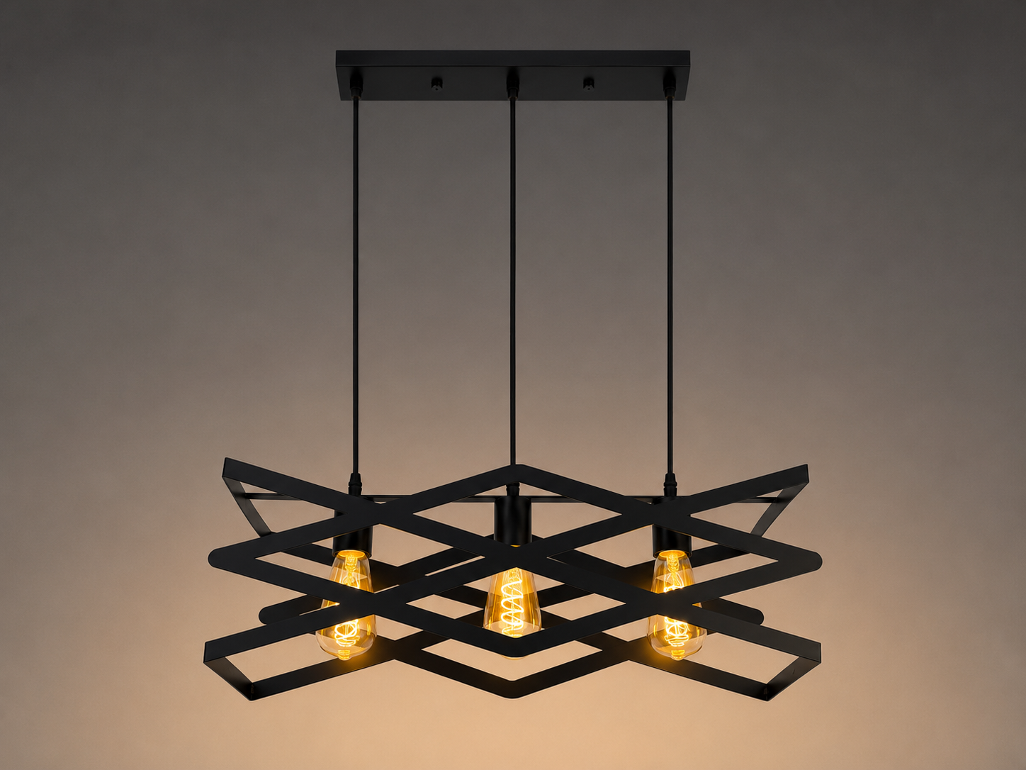 Modern Black Geometric 3-Light Pendant Light 3993-3