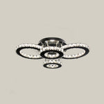 A modern chrome LED ceiling light with crystal embellishments in a double-ring design nz