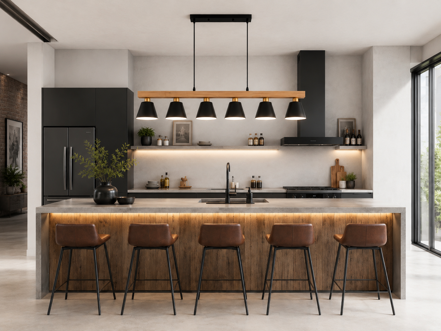 Modern 6-Light Linear Pendant Light3925-6