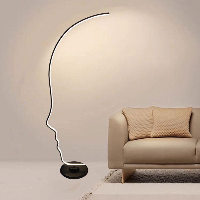 A modern style floor lamp with a black iron stand, positioned in a room auckland