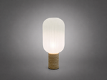 Table lamp with ribbed glass shade and textured base 