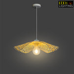 A natural bamboo pendant lamp shade with a petal-like design nz