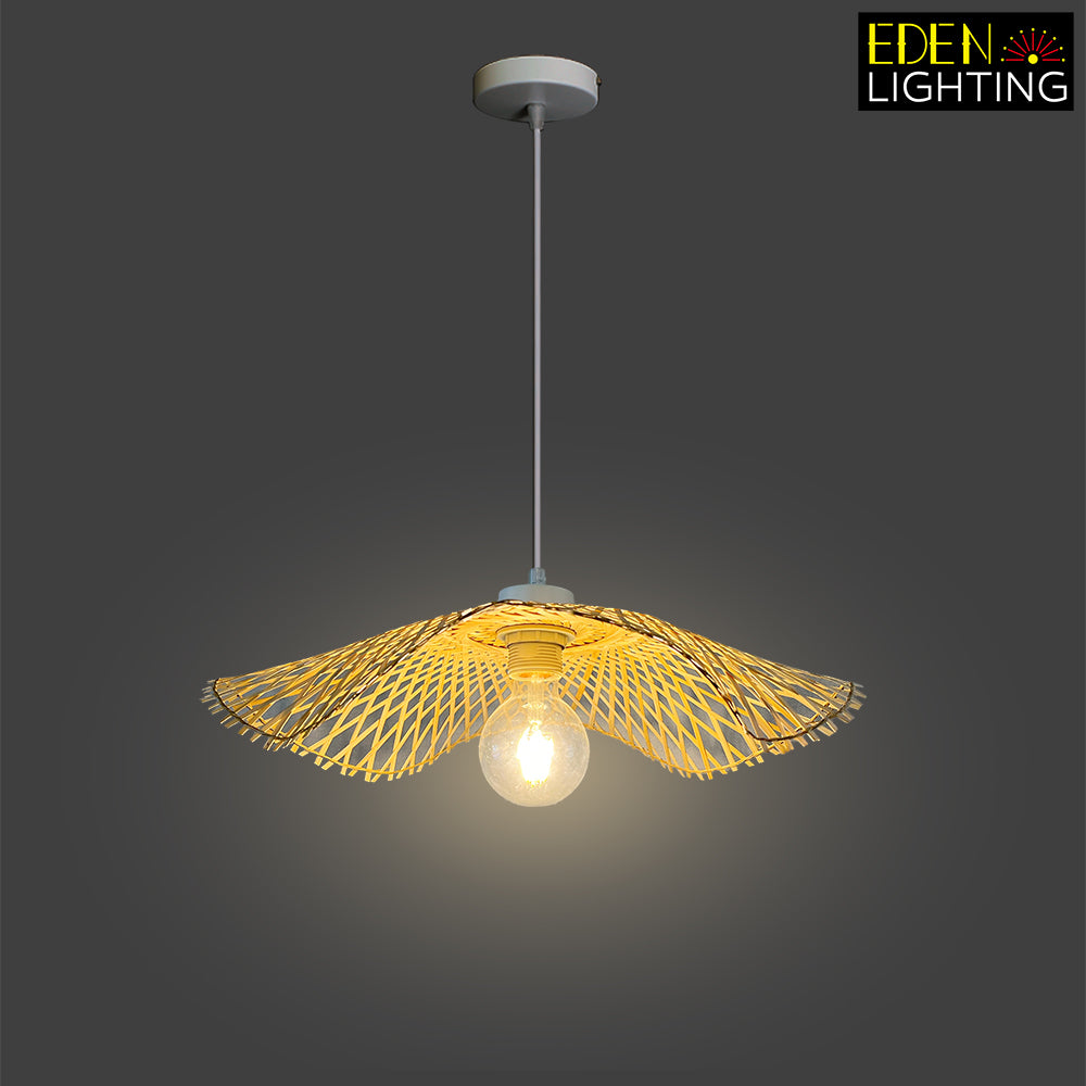 A natural bamboo pendant lamp shade with a petal-like design nz