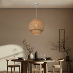 Dining room with a woven pendant light west Auckland
