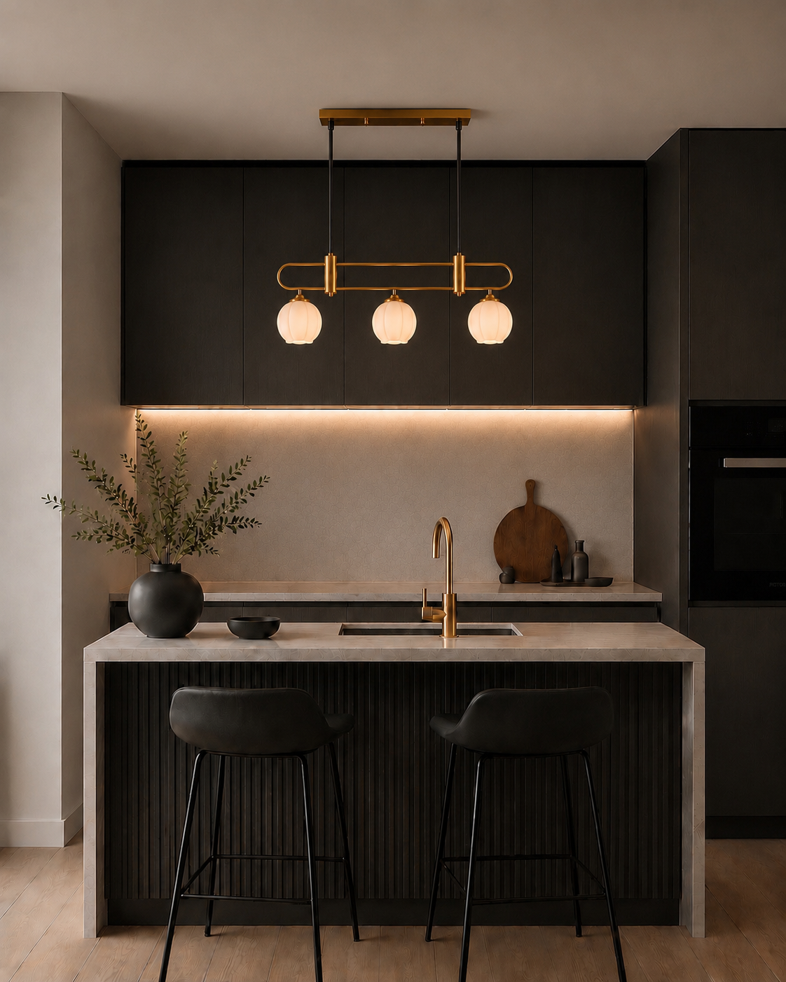 Modern 3-light brass pendant light 2706-3