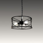 Black metal pendant light with three exposed bulbs nz