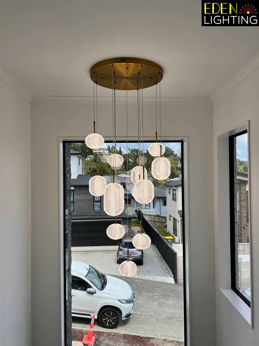 NZ stairwell crystal chandelier
