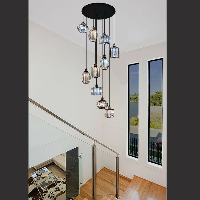 modern  crystal pendant light for stairwell NZ