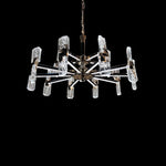 A modern pendant light with a golden frame and crystal decorations west auckland
