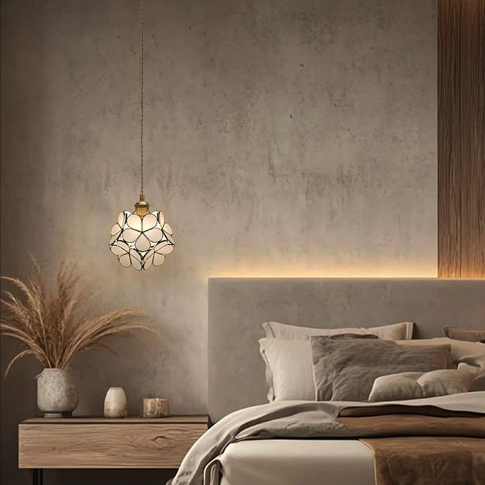 Auckland bedroom pendant light with white shade