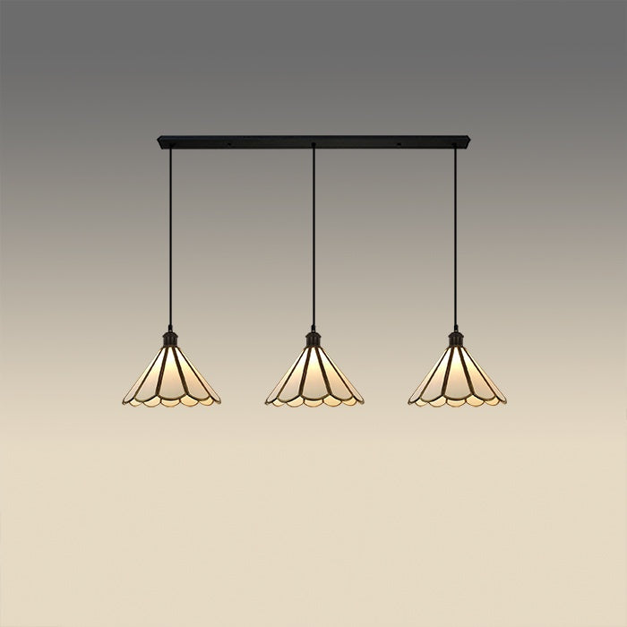 Pendant lights with three tiffany glass shades above table west auckland 