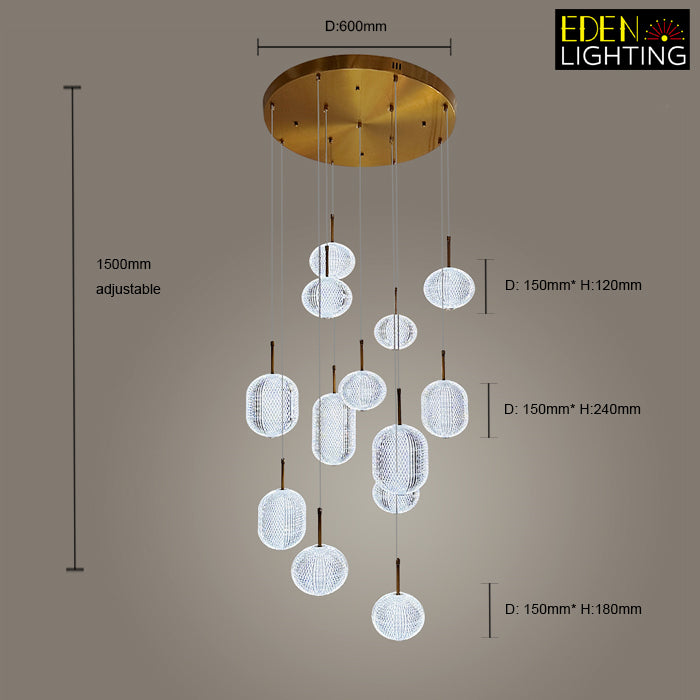 staircase crystal chandelier measurements NZ