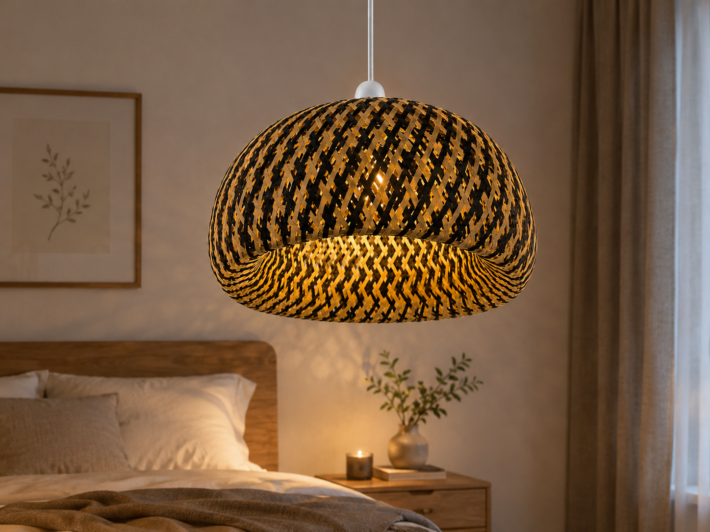 Natural Wooden Pendant light shade 9034-450 bk