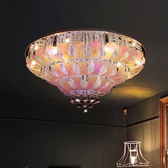 a round shape and a combination of chrome iron with clear crystals light nz