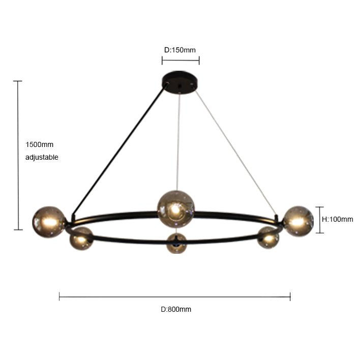 smoke glass Chandelier with dimensions nz