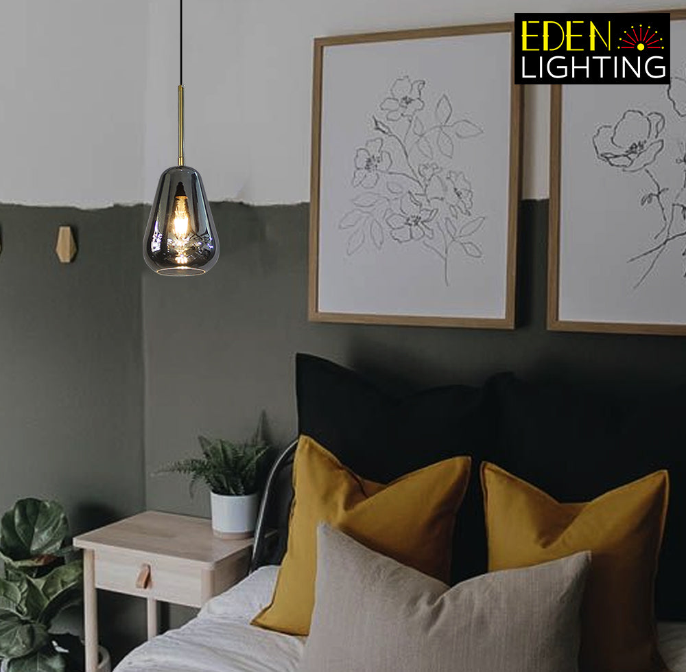 smoke glass hanging light for cosy bedroom auckland