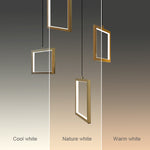 Three square pendant lights in different color temperatures Z