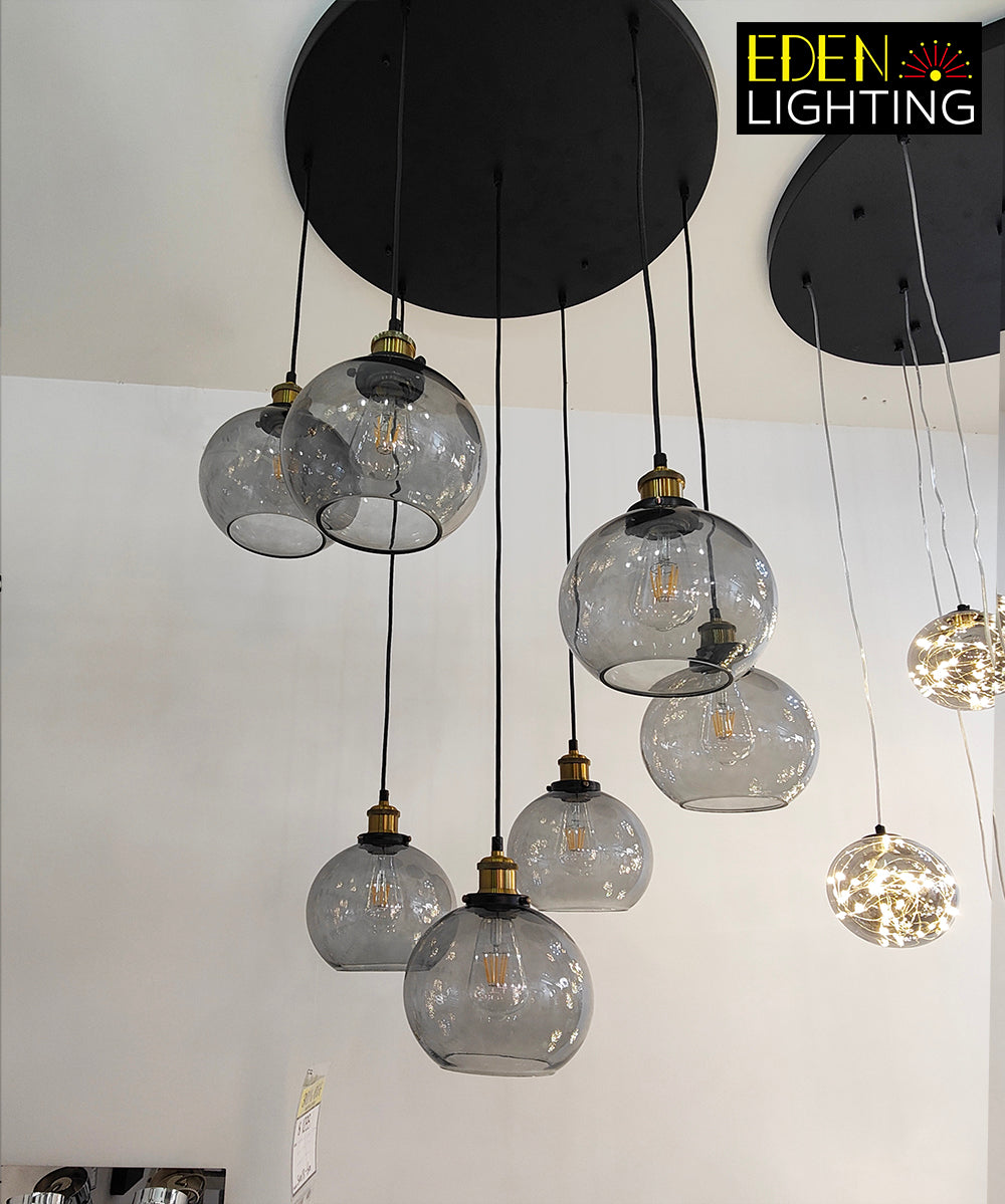 Pendant light  Black Smoke glass Sun18-600mm (TOU)