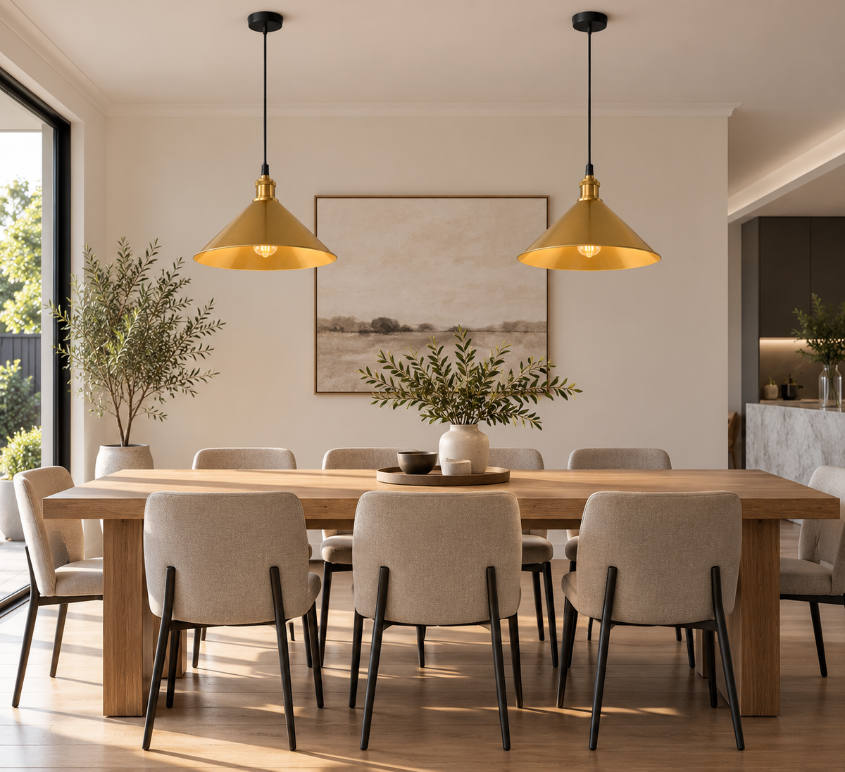 Gold Finish Metal Cone Pendant Light TBG-380