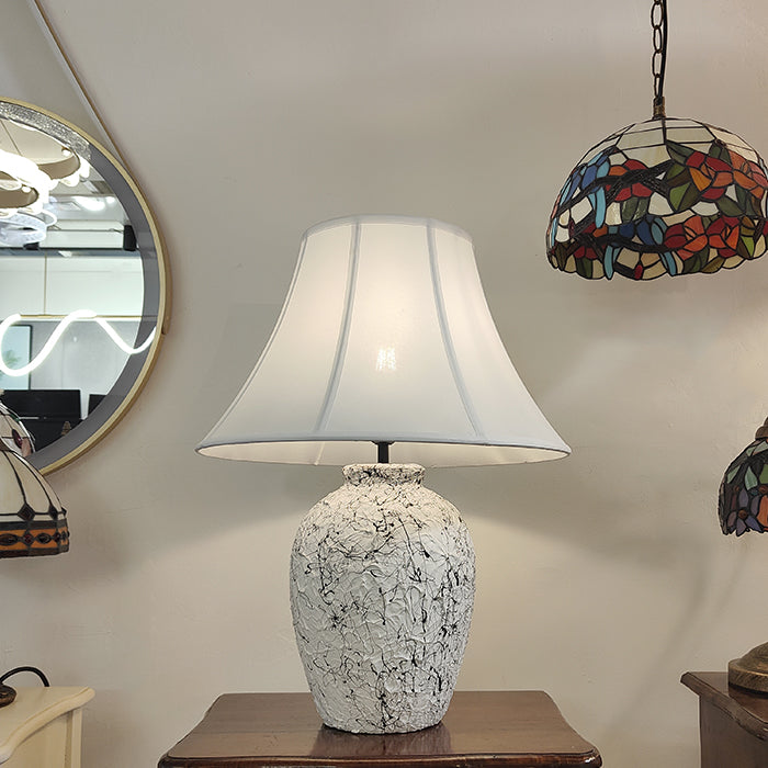 Table lamp with textured white base and white shade west auckland