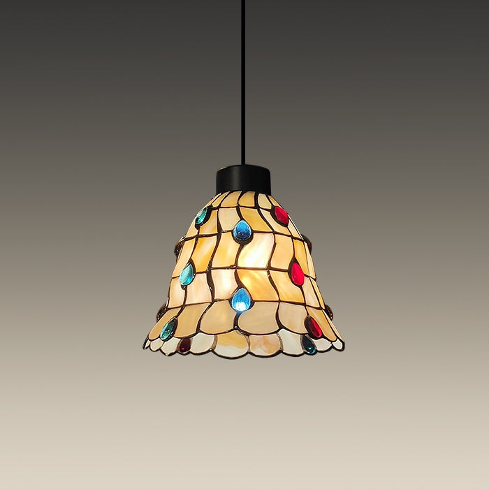 Stained glass pendant light with colorful design nz