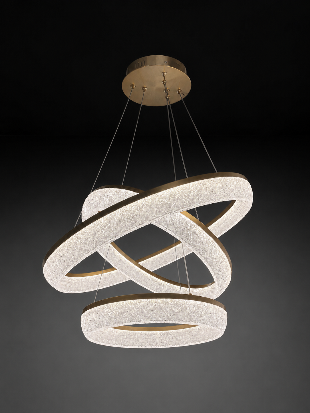 Modern Triple Ring Crystal LED Chandelier 800mm 17811-800