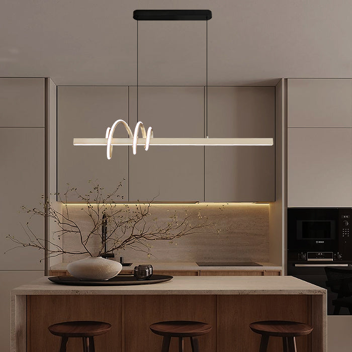 Modern kitchen with a unique pendant light fixture west auckland