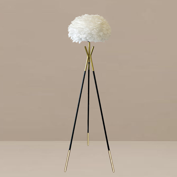 Floor lamp with white feathered shade NZ