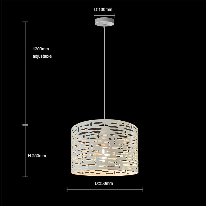 white iron Pendant light with dimensions nz