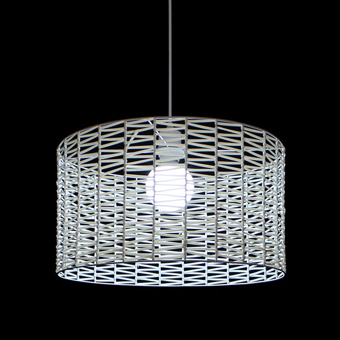 A white lamp shade made of synthetic leather with a geometric pattern nz