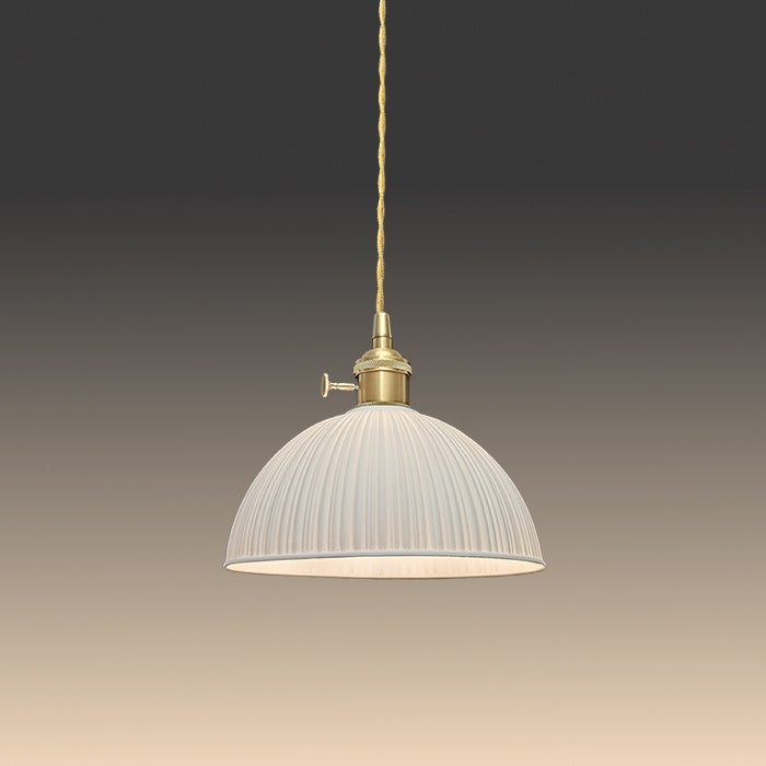 Pendant light with white ribbed shade NZ