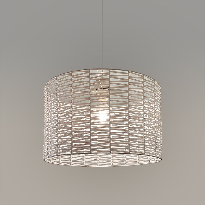 hanging light fixture with wicker-like design  above dinning table nz