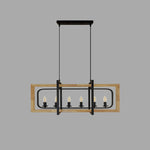 Chandelier with wooden frame and black metal NZ