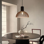 wooden pendant light over modern dining table auckland