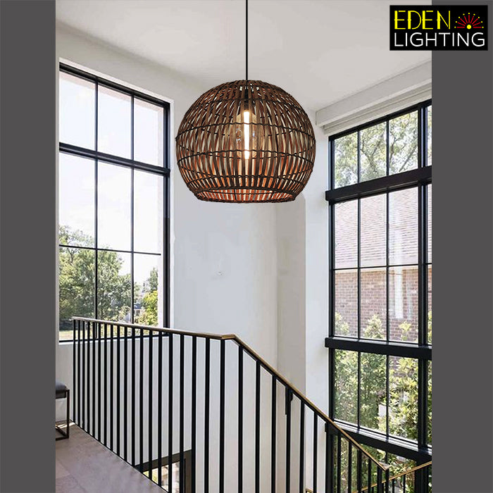 wooden cage pendant light for stairwell nz