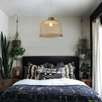 Bedroom with a woven pendant light west auckland