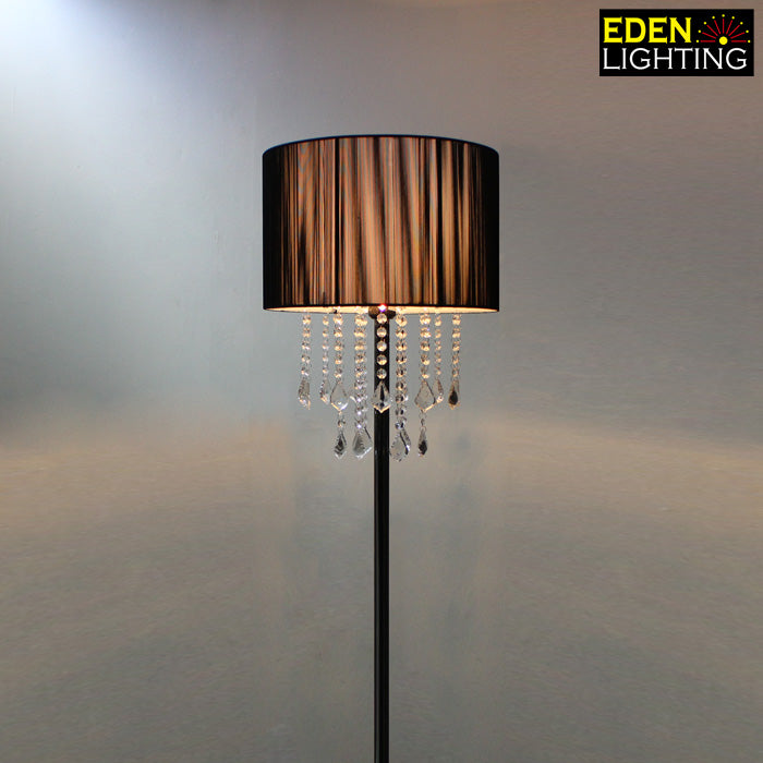 Floor lamp with double crystal drops