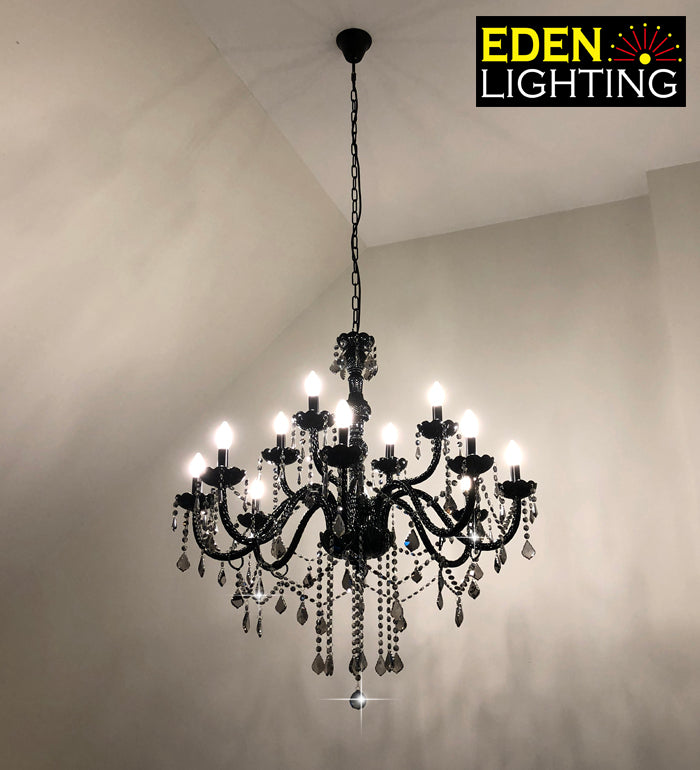 Chandelier Crystals Black 9196-12P-Z – Eden Lighting