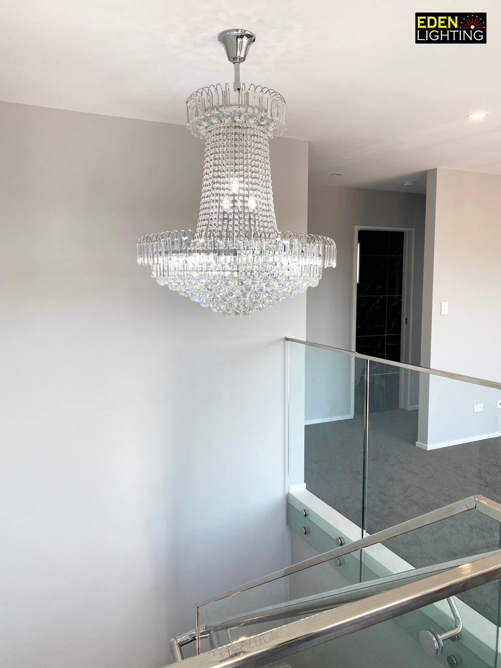 Crystals pendant light in real-life scene lighting shop South NZ