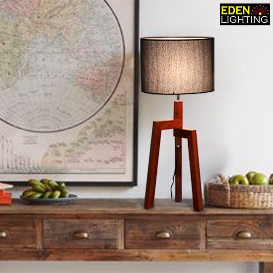 dark natural wooden table lamp - eden lighting New zealand