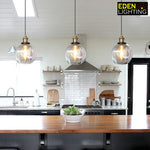 Glass pendant light in modern kitchen-Eden Lighting NZ