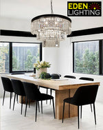 crystal pendant light hanging above the table nz