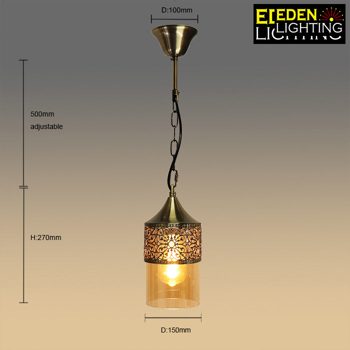 small amber glass pendant for compact kitchen auckland