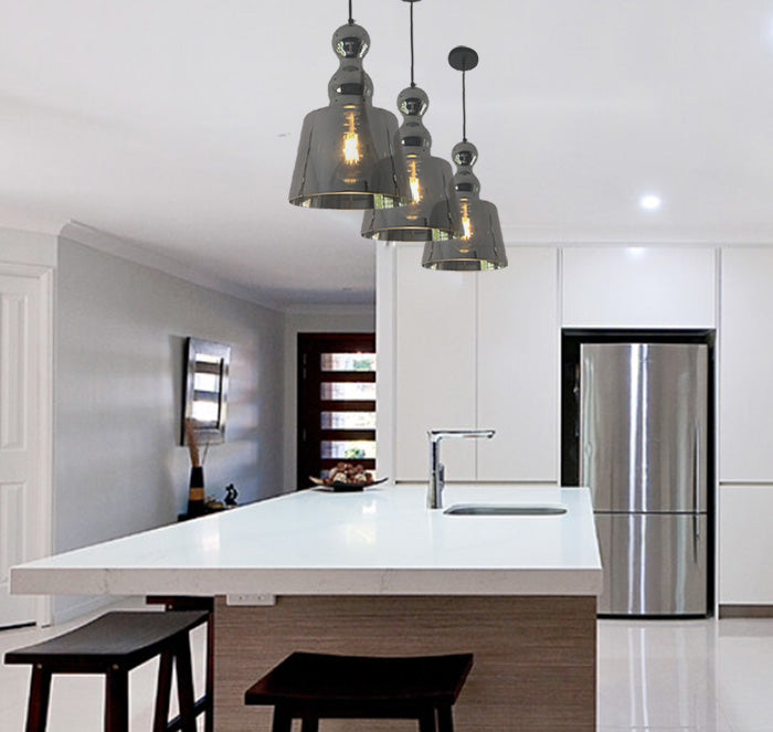 kitchen island smoke glass pendant light Auckland